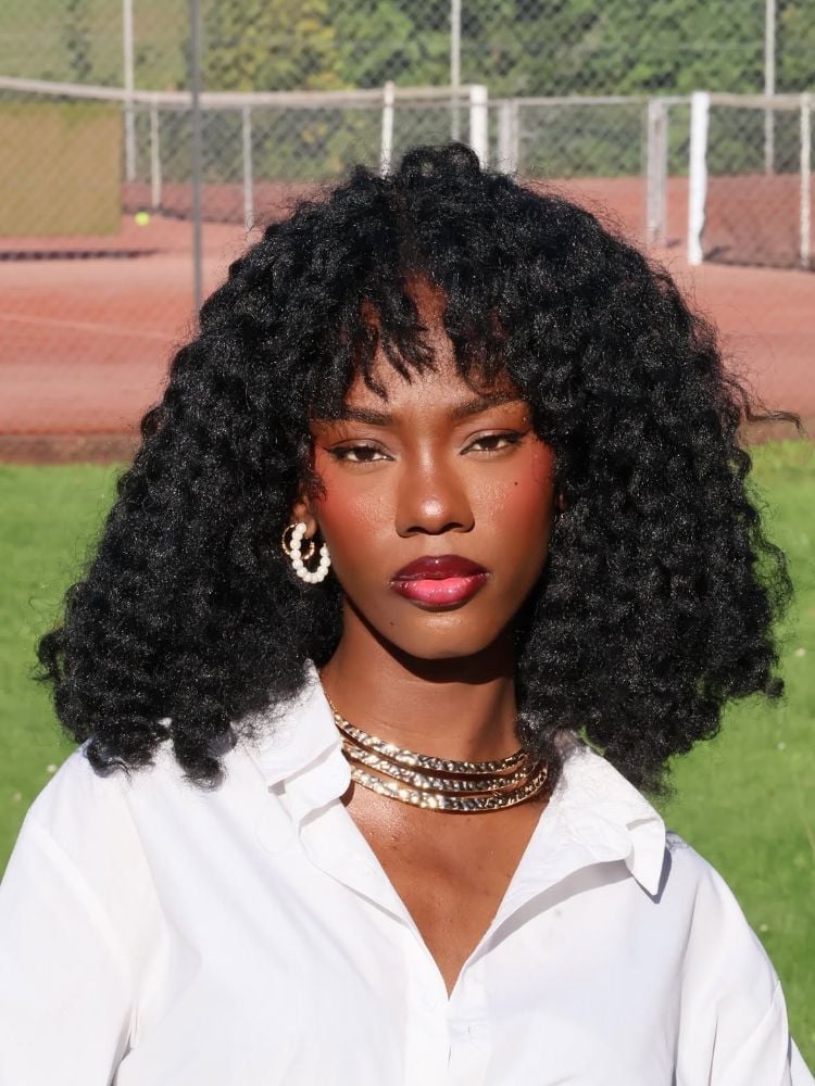 Shoulder Wavy Black With Subtle Warm Highlights — Hair Color for Black Women