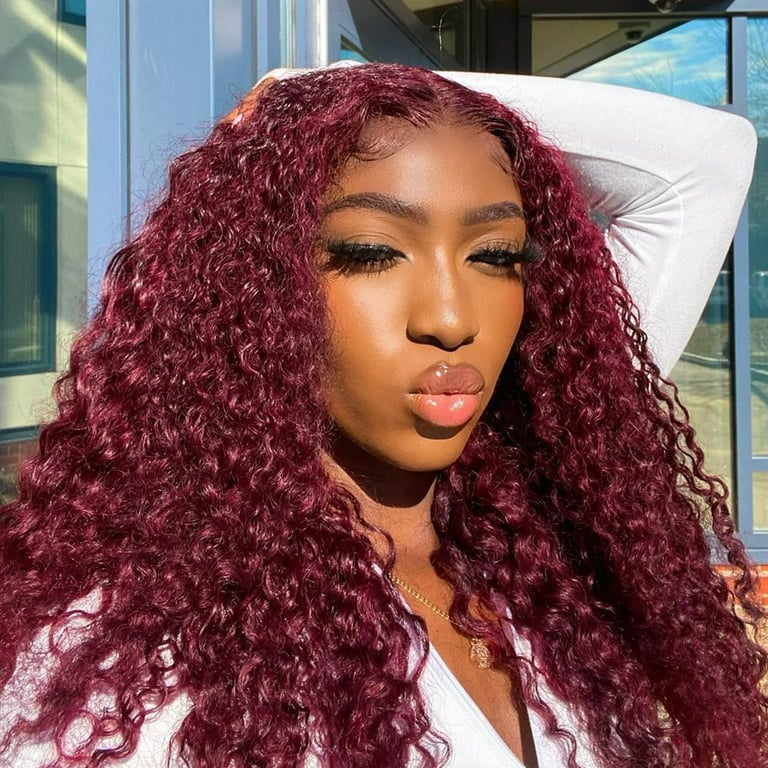 Mid-Back Deep Burgundy Waves — Hair Color for Black Women