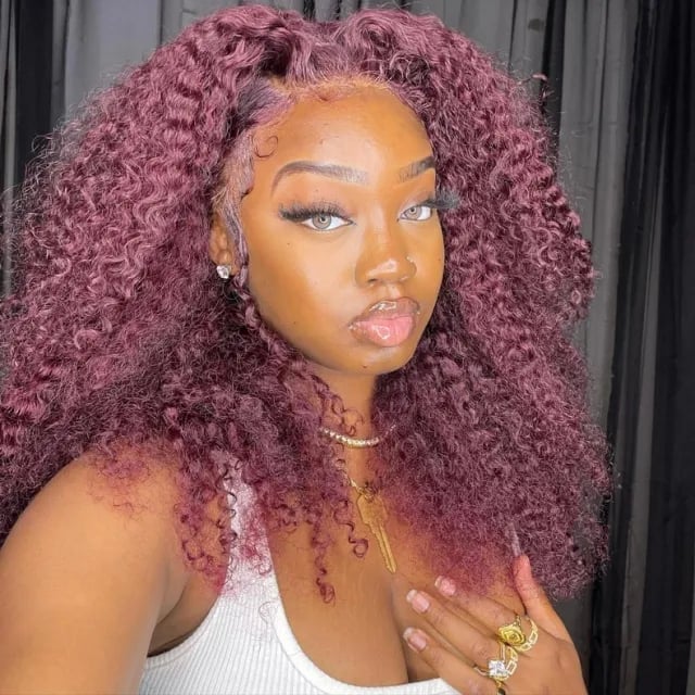 Mid-Back Curly Hair In Deep Plum — Hair Color for Black Women