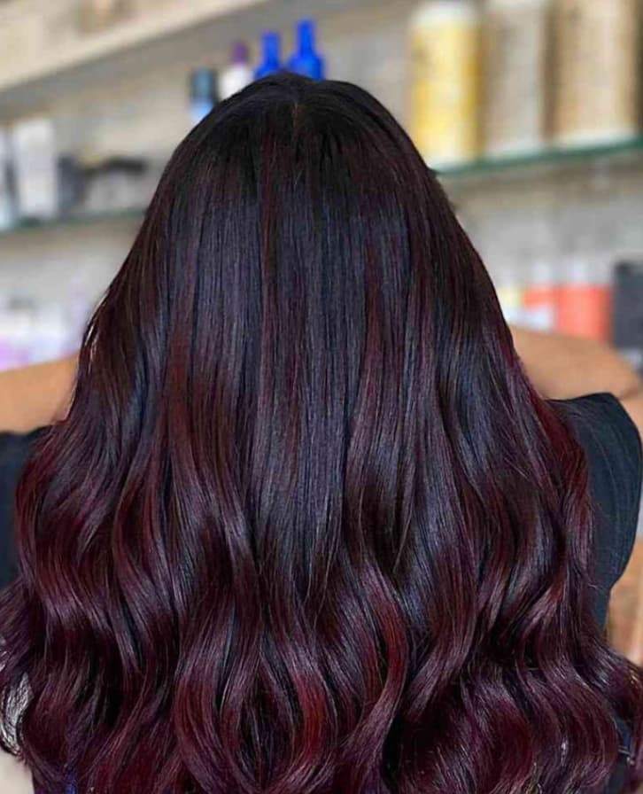 Mid-Back Dark Brown With Deep Red Balayage — Hair Color for Black Women