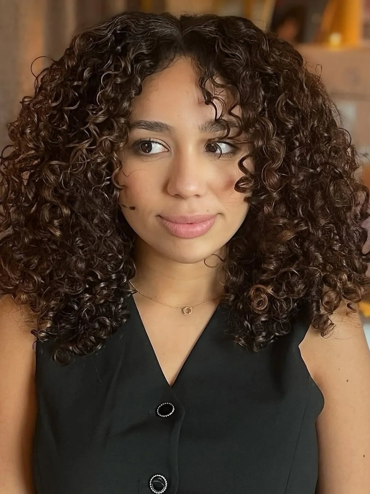 Shoulder-Length Dark Brown With Lighter Highlights Shoulder-Length Dark Brown With Lighter Highlights — Hair Color for Brown Eyes