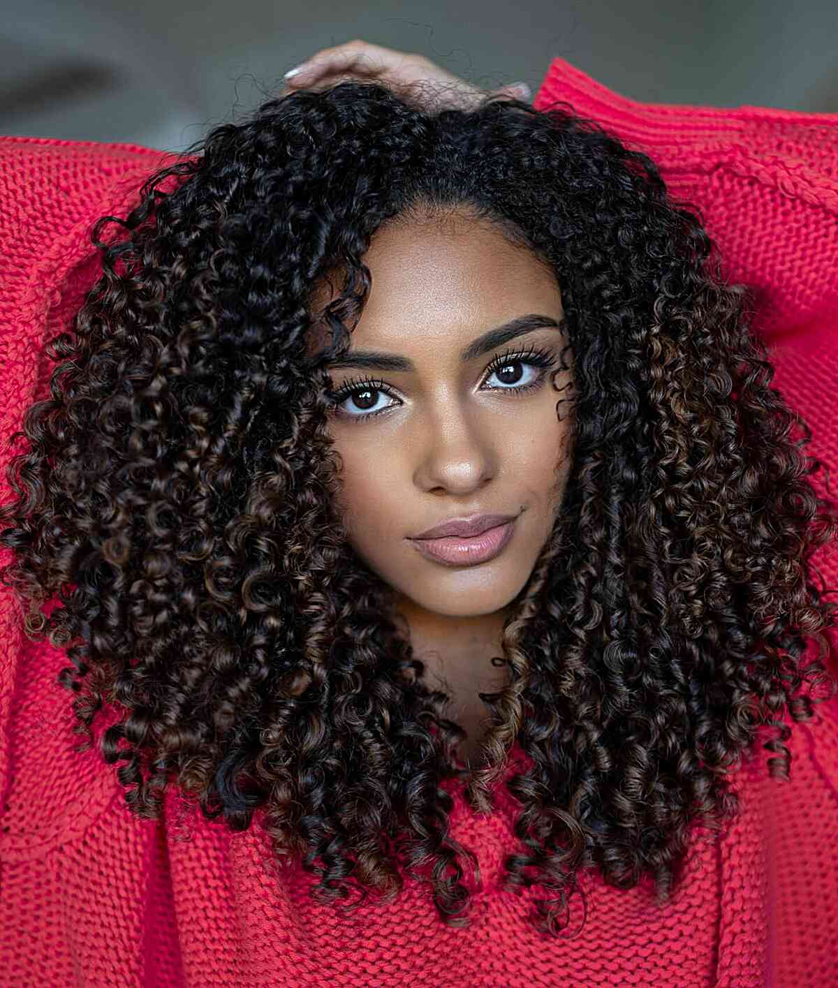 Dark Brown With Caramel Balayage Blowout Dark Brown With Caramel Balayage Blowout — Hair Color for Curly Hair