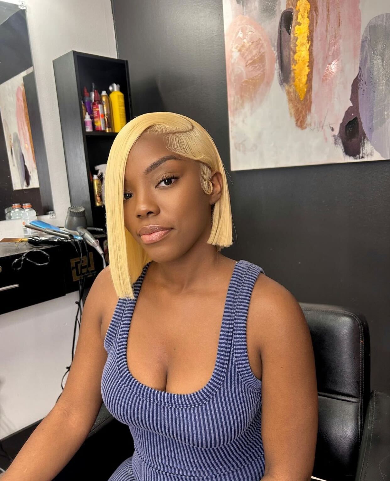 Chin Platinum Blonde Bob Chin Platinum Blonde Bob — Hair Color for Dark Skin