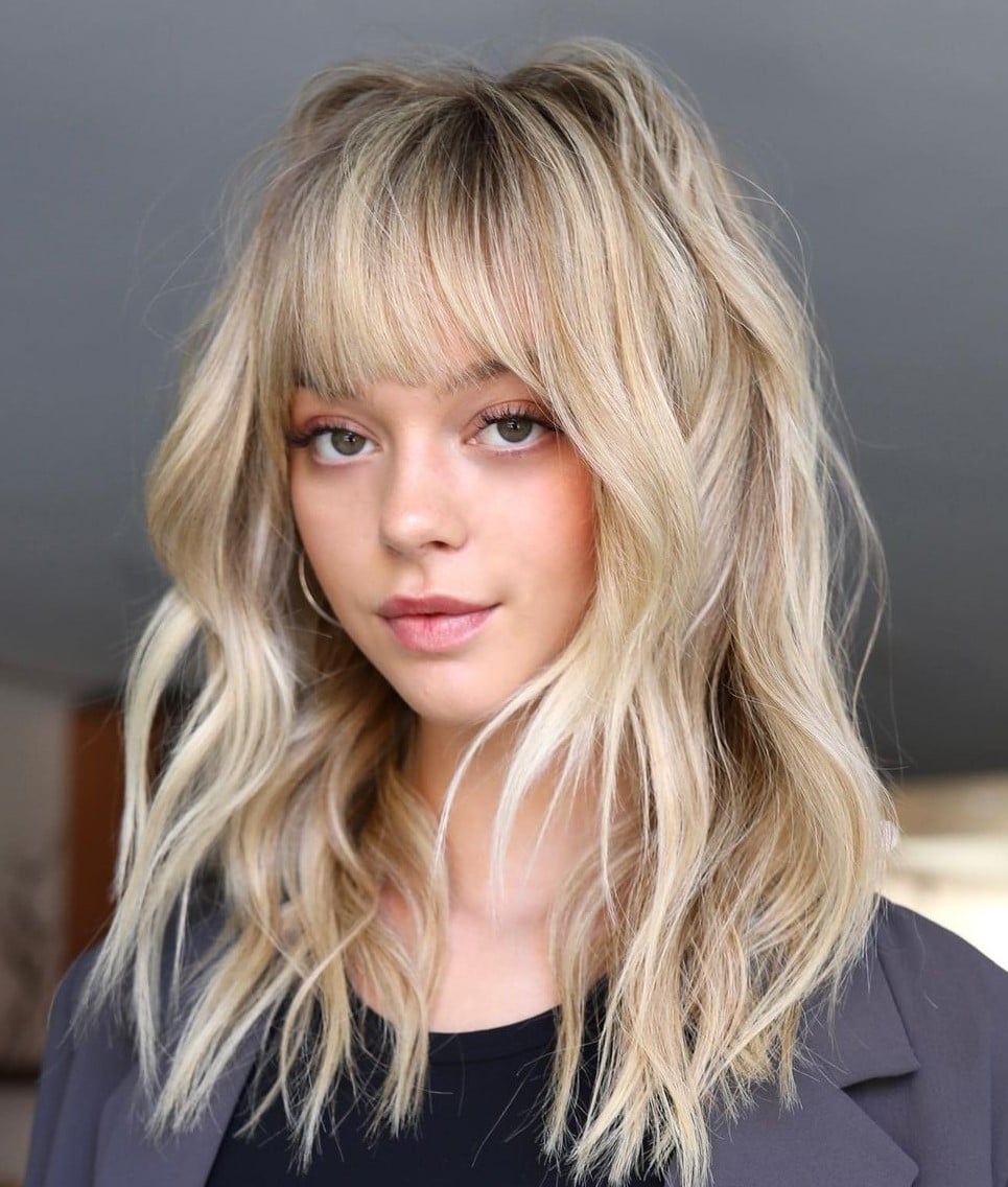 Collarbone Ash Blonde With Root Shadow Collarbone Ash Blonde With Root Shadow — Hair Color for Green Eyes