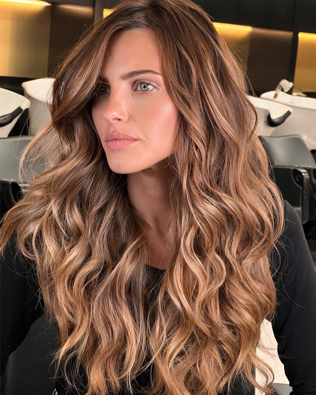 Medium Brown With Blonde Balayage Medium Brown With Blonde Balayage — Hair Color for Green Eyes