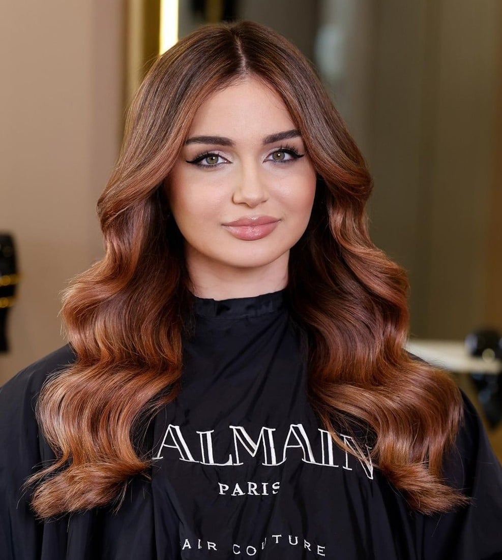 Warm Brown With Rose Gold Undertones Warm Brown With Rose Gold Undertones — Hair Color for Green Eyes