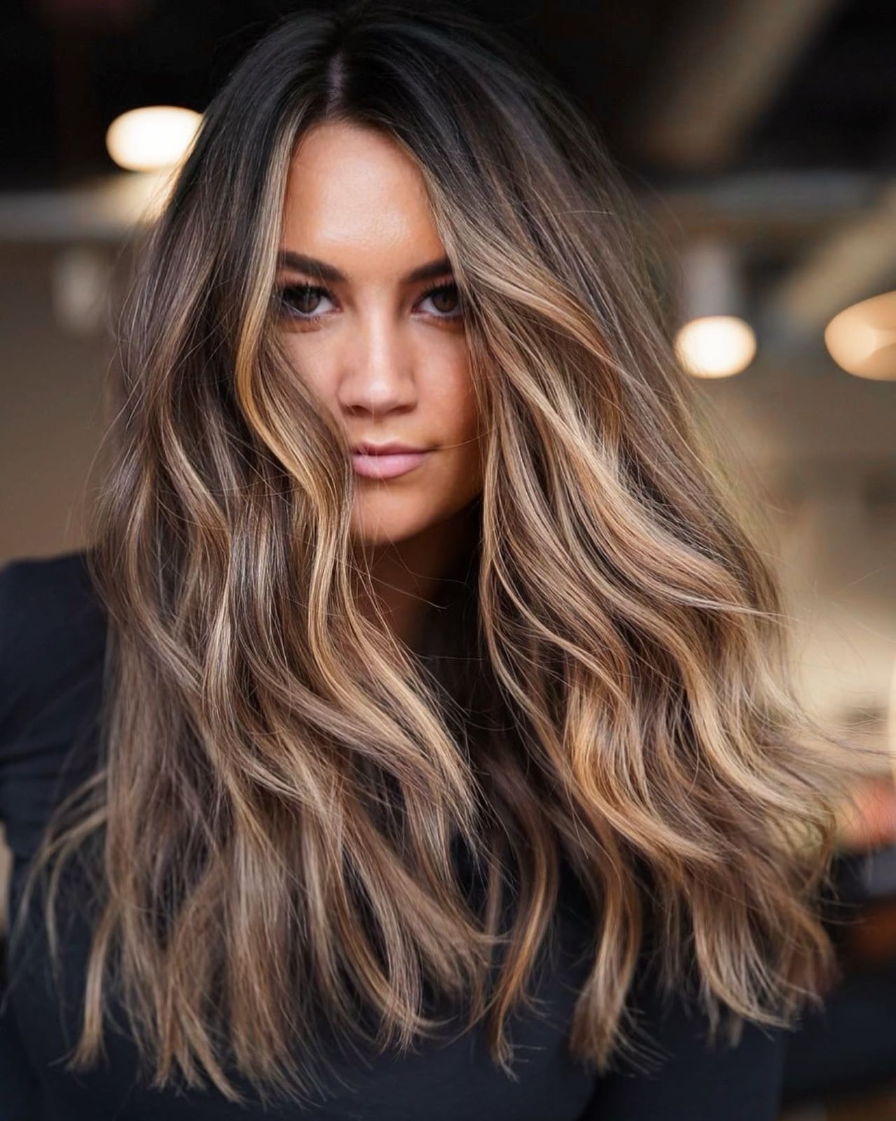 Honey Blonde Balayage on Brown Base — Hair Color for Hazel Eyes