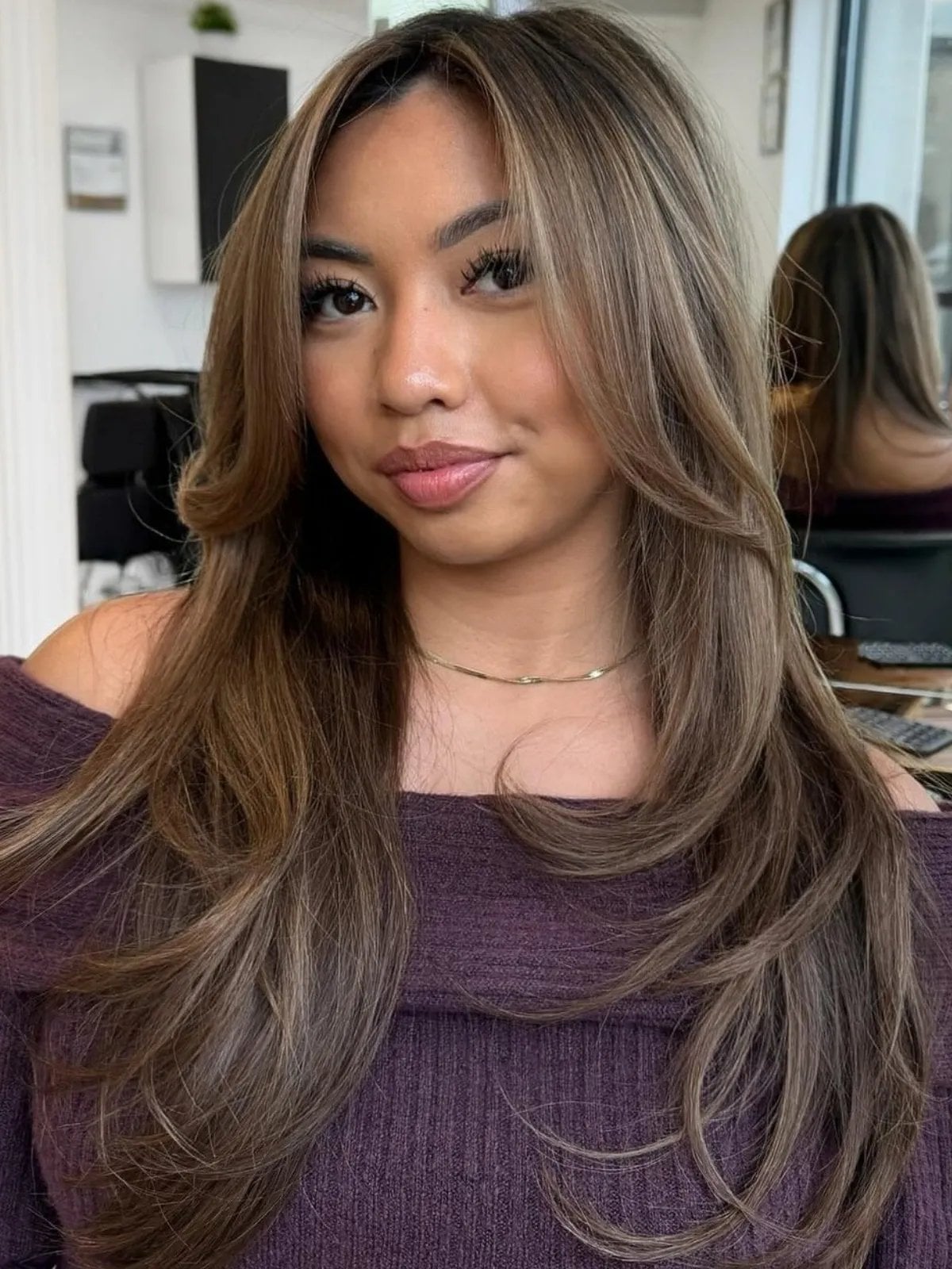 Medium Brown With Subtle Highlights — Hair Color for Hazel Eyes