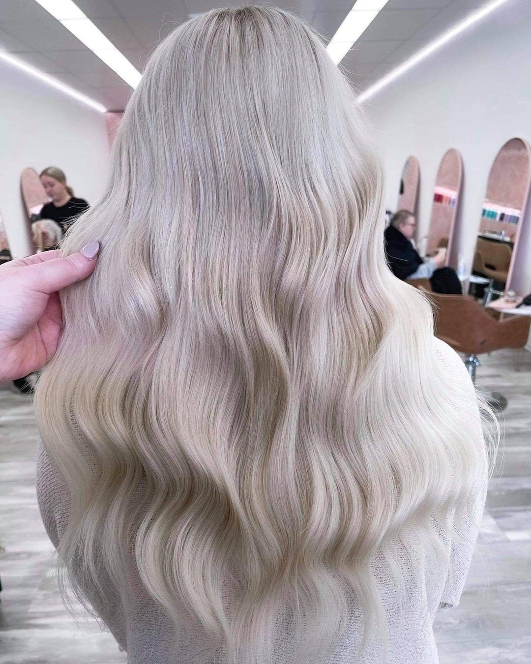 Mid-Back Platinum Blonde Waves — Hair Color for Long Hair