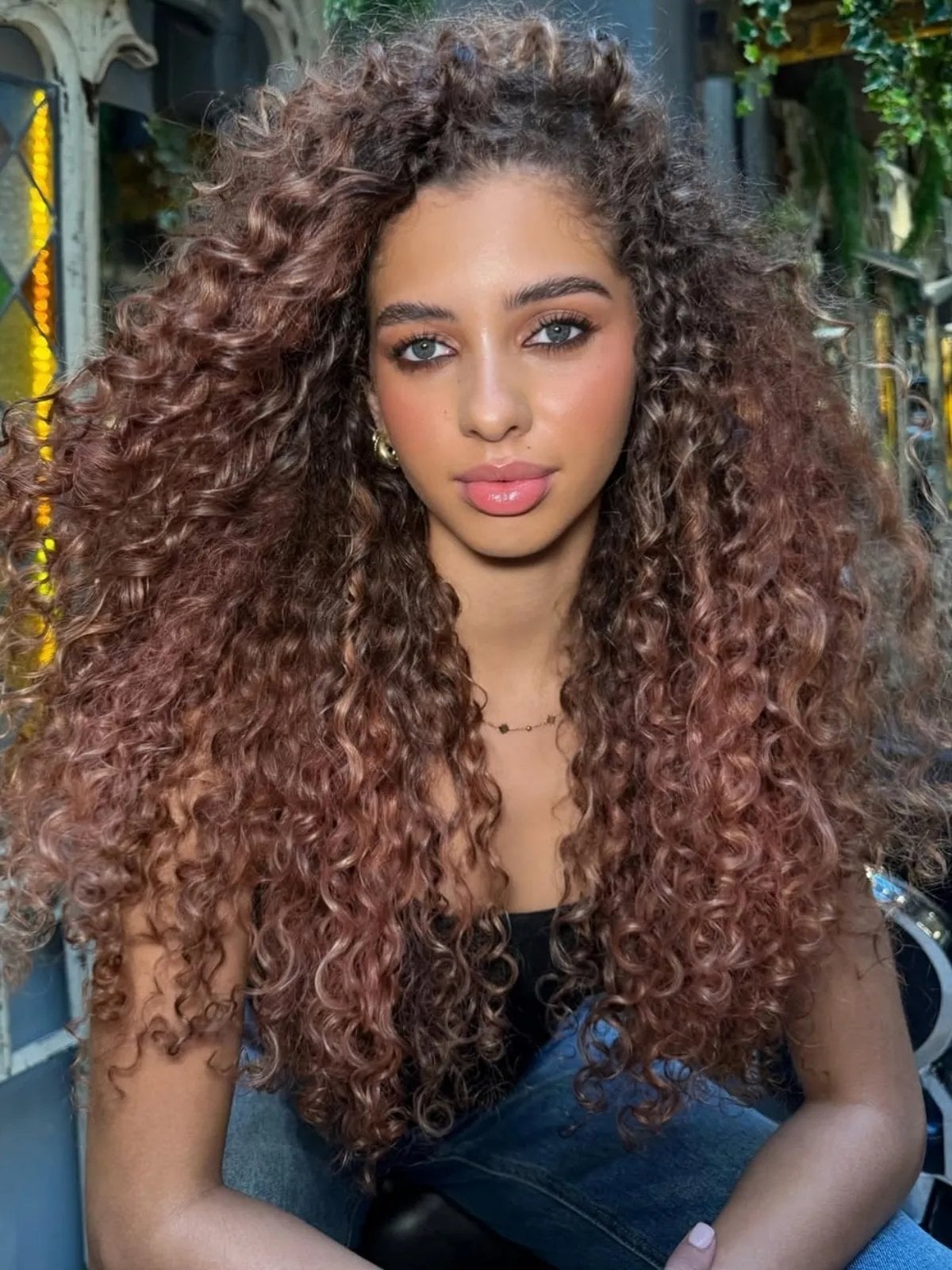 Medium Brown With Subtle Caramel Highlights, Mid-Back — Hair Color for Olive Skin
