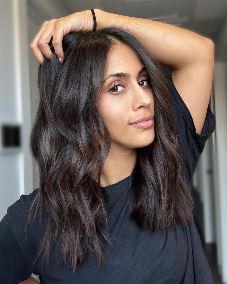 Dark Brown With Subtle Cool-Toned Highlights — Hair Color for Olive Skin