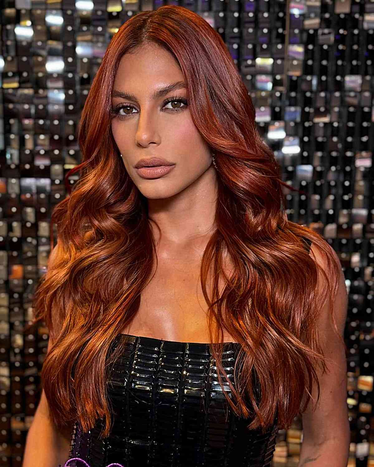Vibrant Copper With Lighter Highlights, Mid-Back — Hair Color for Olive Skin