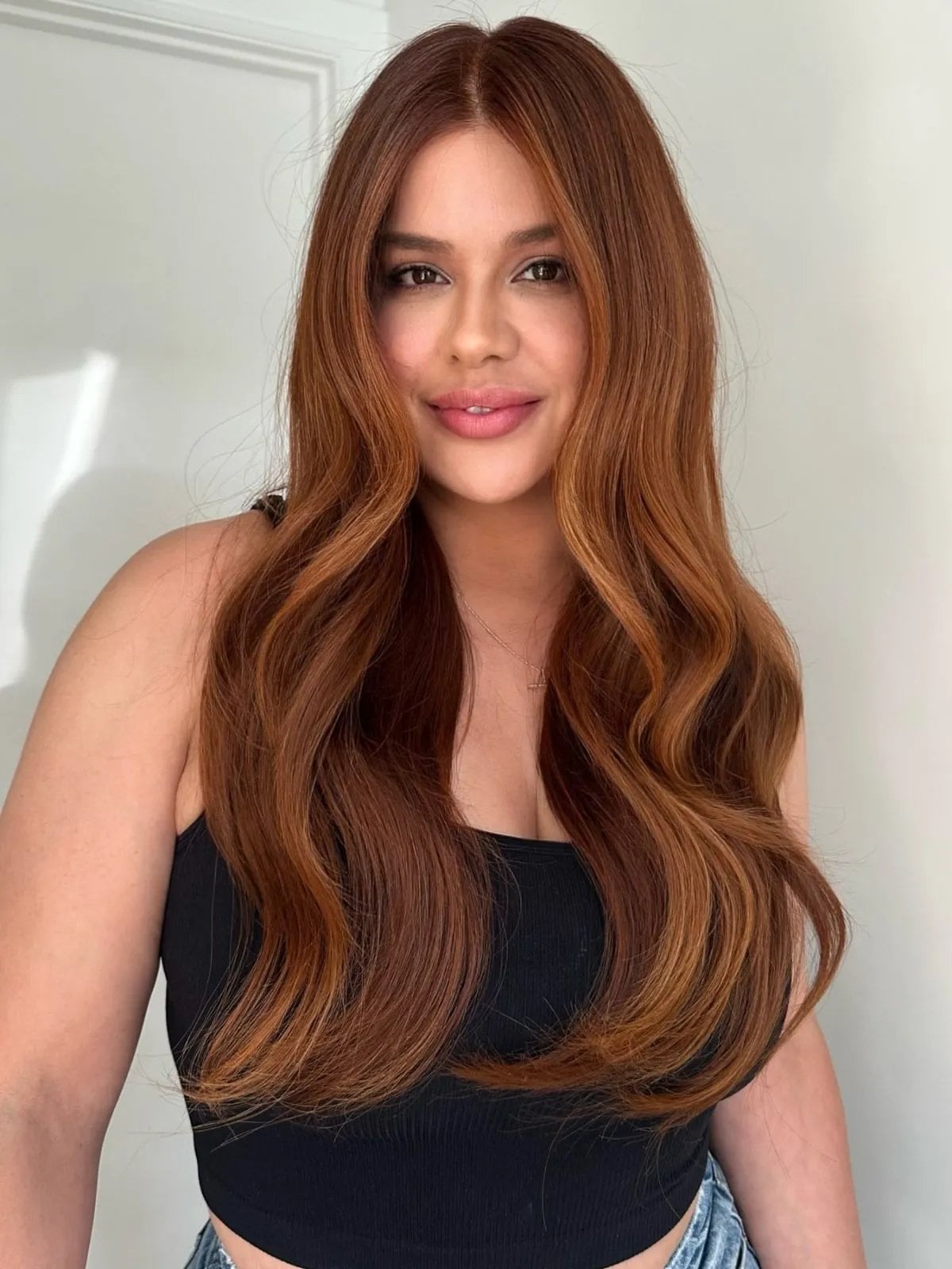 Rich Auburn With Subtle Lighter Highlights — Hair Color for Olive Skin