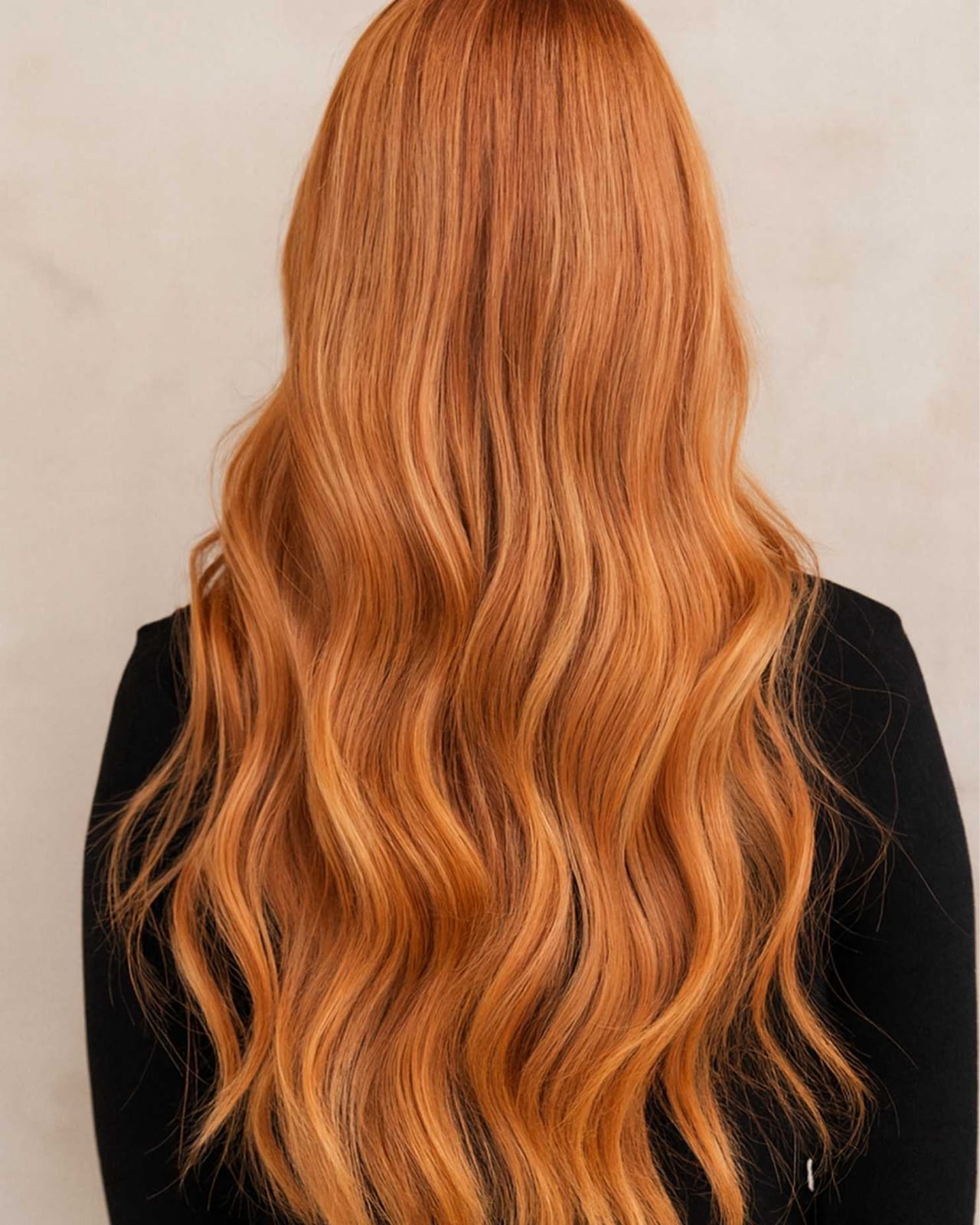 Vibrant Copper Mid-Back Waves With Blonde Highlights — Hair Color for Pale Skin