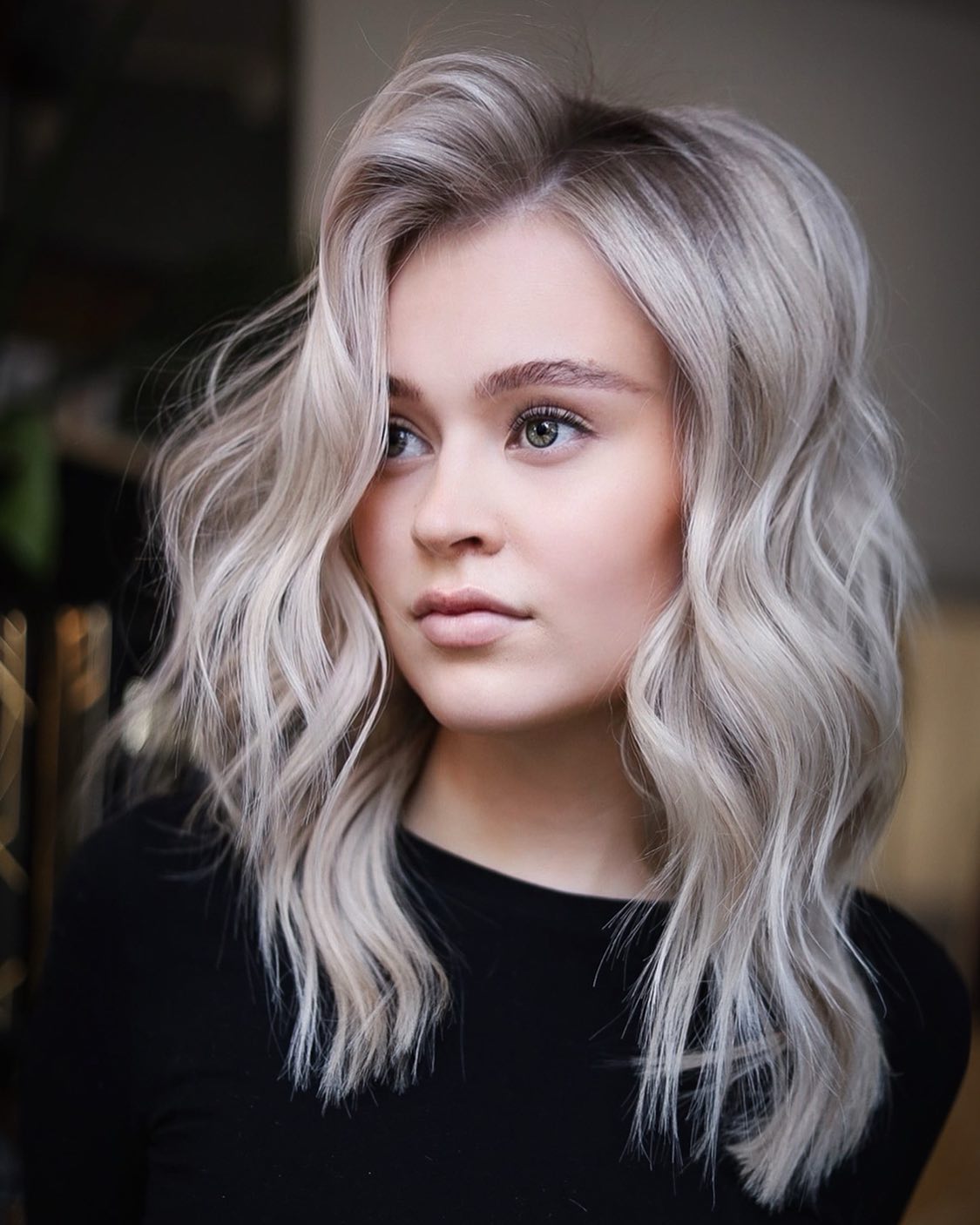 Cool Ash Blonde Collarbone Layers With Root Shadow — Hair Color for Pale Skin