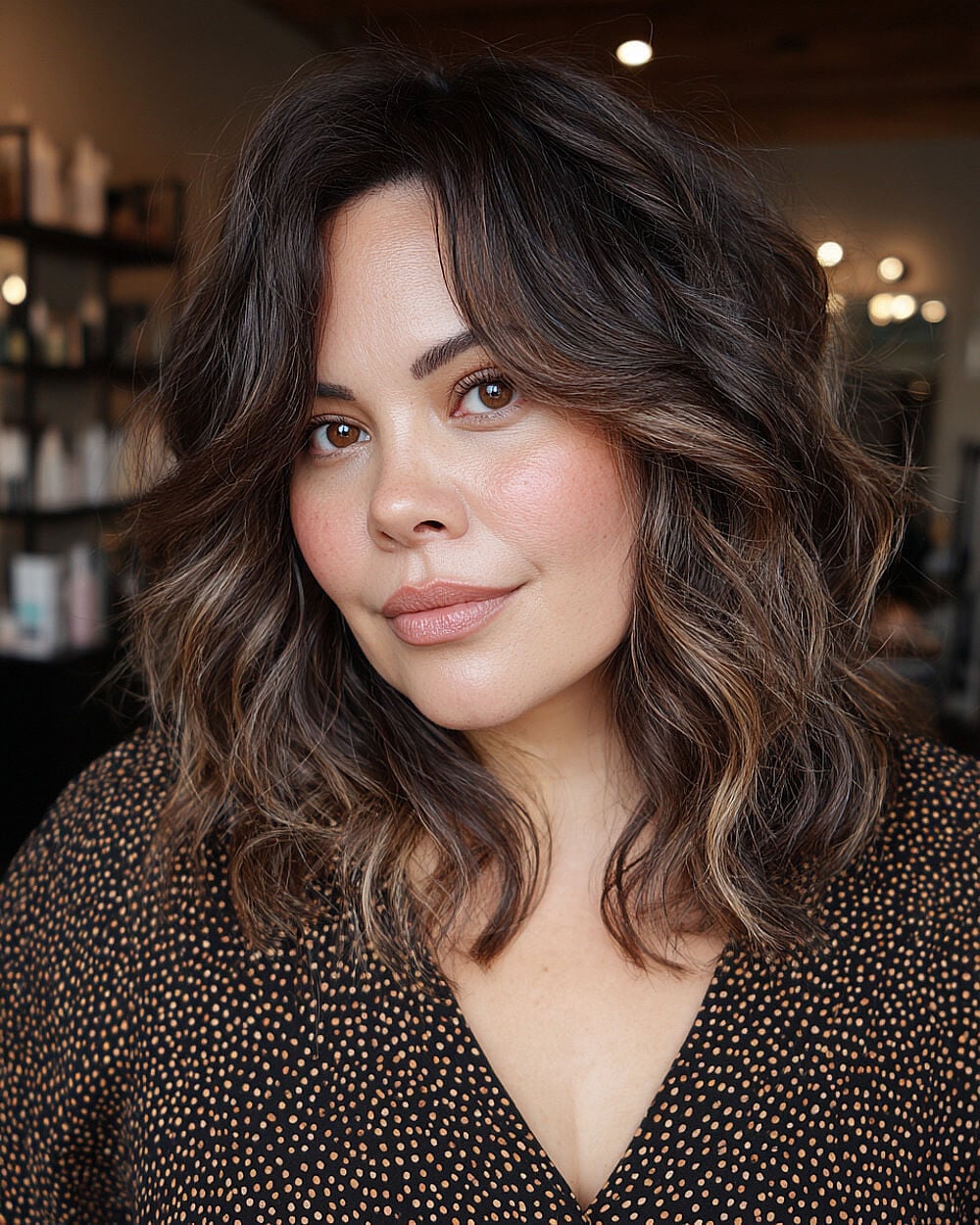 Mid-Back Dark Brown With Subtle Caramel Highlights, Long Layers Mid-Back Dark Brown With Subtle Caramel Highlights, Long Layers — Hair Color for Women Over 40