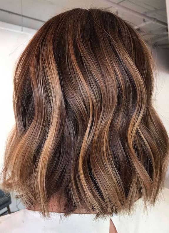 Chin Length Bob Brown With Blonde Highlights Chin Length Bob Brown With Blonde Highlights — Hair Color for Women Over 40