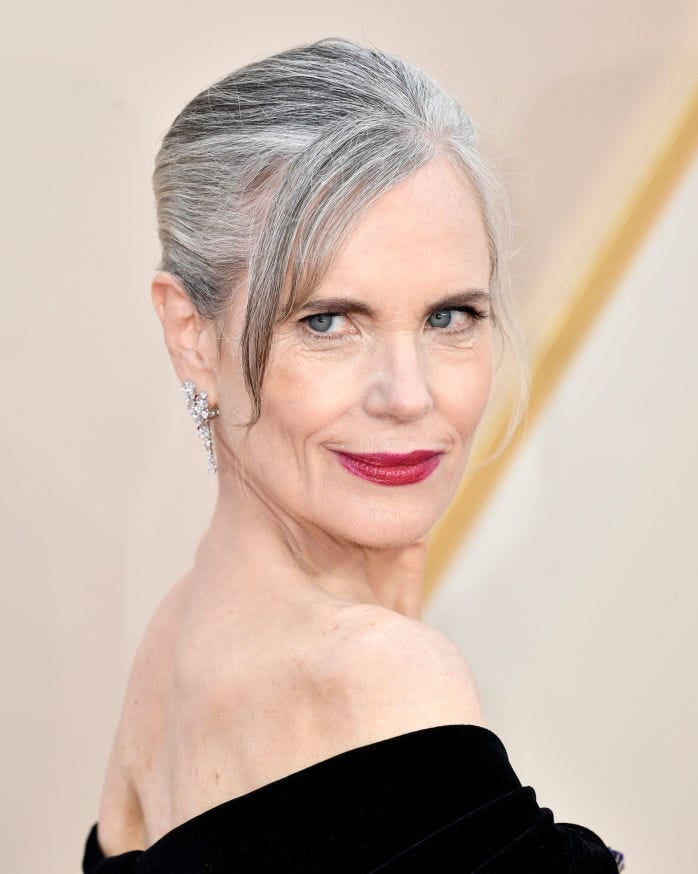 Collarbone Salt And Pepper Gray With Soft Layers Collarbone Salt And Pepper Gray With Soft Layers — Hair Color for Women Over 60