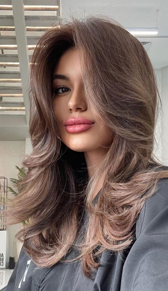 50+ Brunette + Brown Hair Colours & Hairstyles : Ash Brown Melted To Mocha Shade