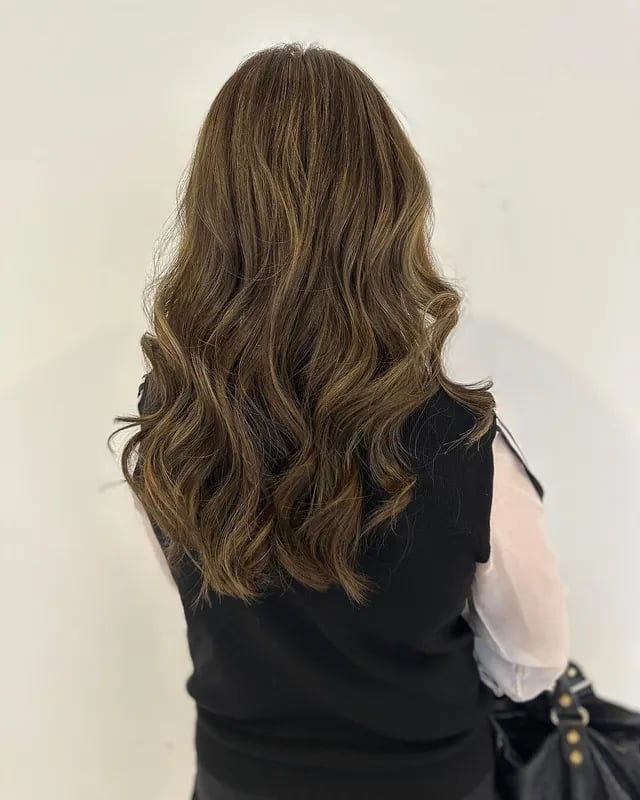 Mid-Back Dark Brown With Caramel Highlights Mid-Back Dark Brown With Caramel Highlights — Hair Color Ideas for Dark Hair