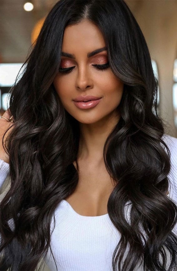 Mid-Back Dark Brown With Side Part Mid-Back Dark Brown With Side Part — Hair Color Ideas for Dark Hair