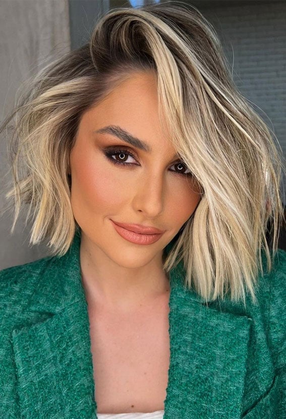 Ash Blonde Bob With Textured Bangs Ash Blonde Bob With Textured Bangs — Hair Color Ideas for Short Hair