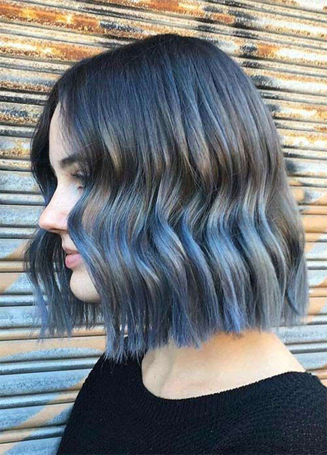 Gray Bob With Blue Highlights Gray Bob With Blue Highlights — Hair Color Ideas for Short Hair