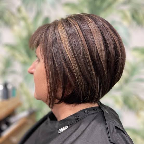 Stacked Bob With Fringe And Highlights Stacked Bob With Fringe And Highlights — Hair Color Ideas for Short Hair