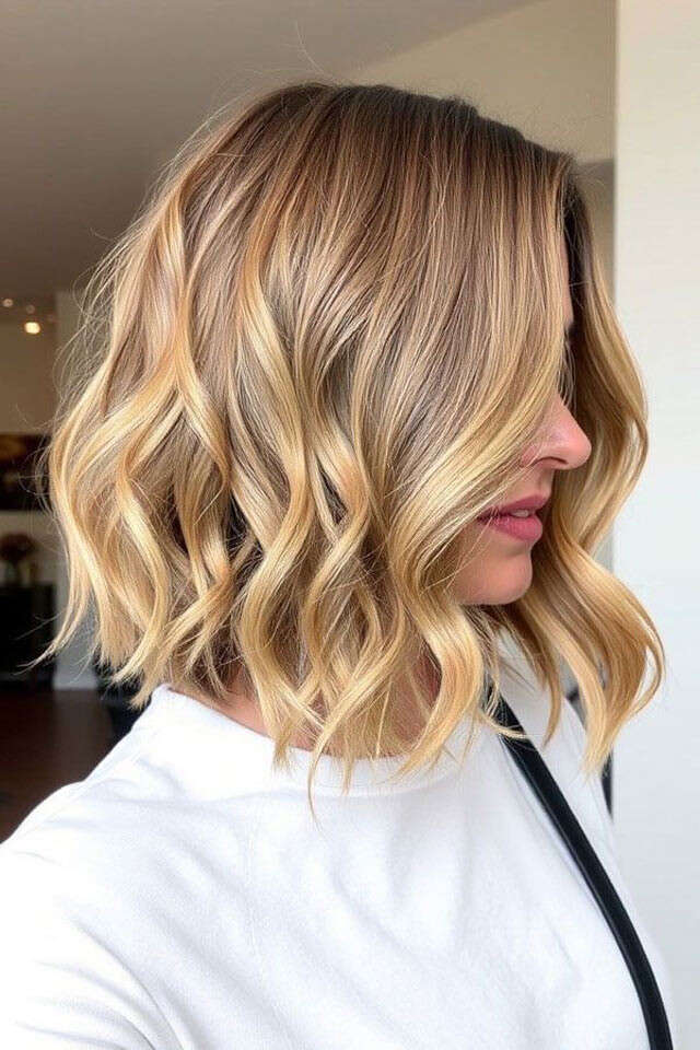 Blonde Balayage Wavy Bob Blonde Balayage Wavy Bob — Hair Color Ideas for Short Hair