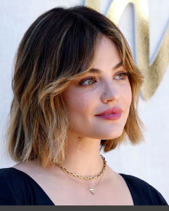 Blunt Bob With Balayage And Curtain Bangs Blunt Bob With Balayage And Curtain Bangs — Hair Color Ideas for Short Hair