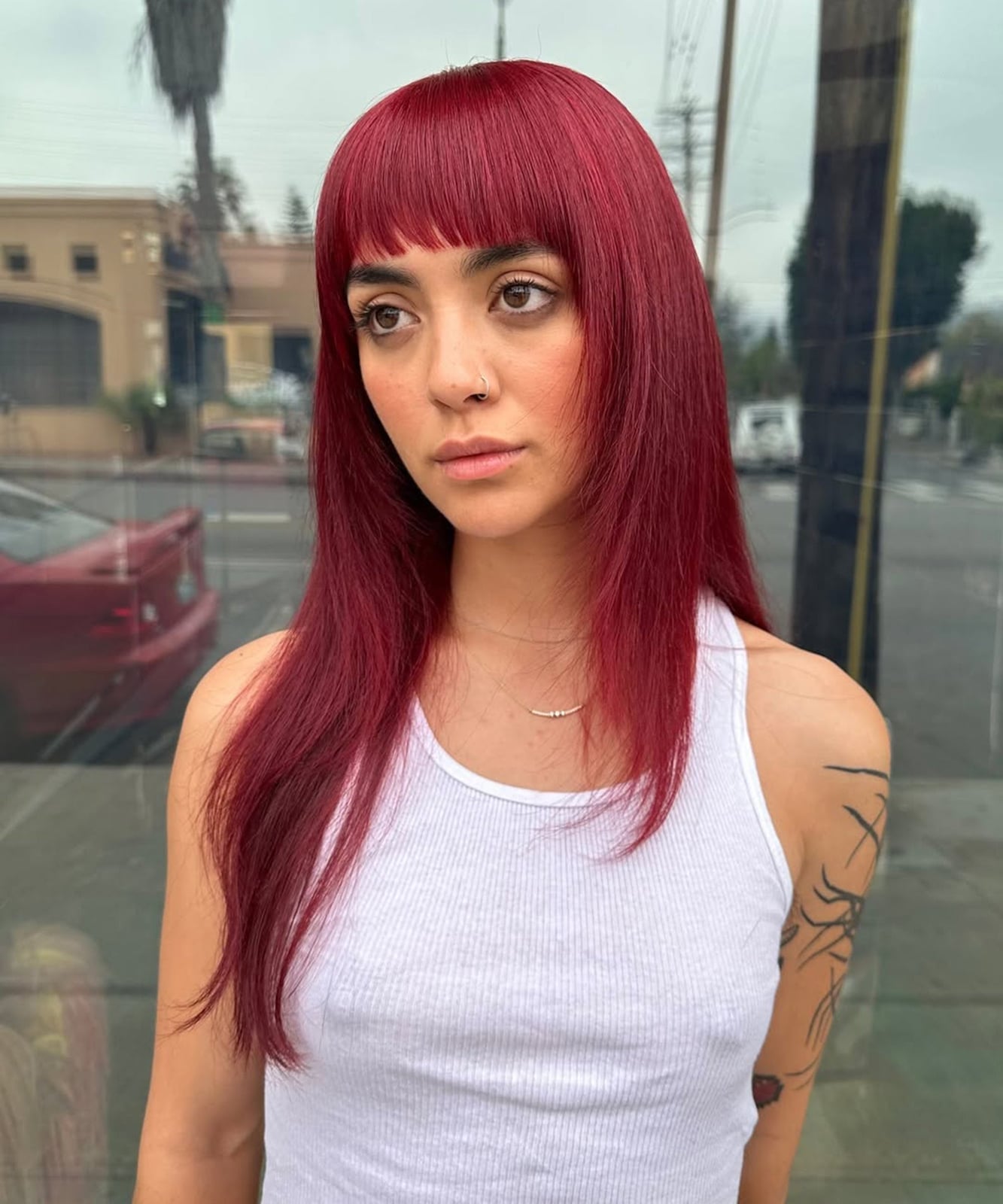 Deep Cherry Red Blunt Bob Deep Cherry Red Blunt Bob — Hair Color Trends