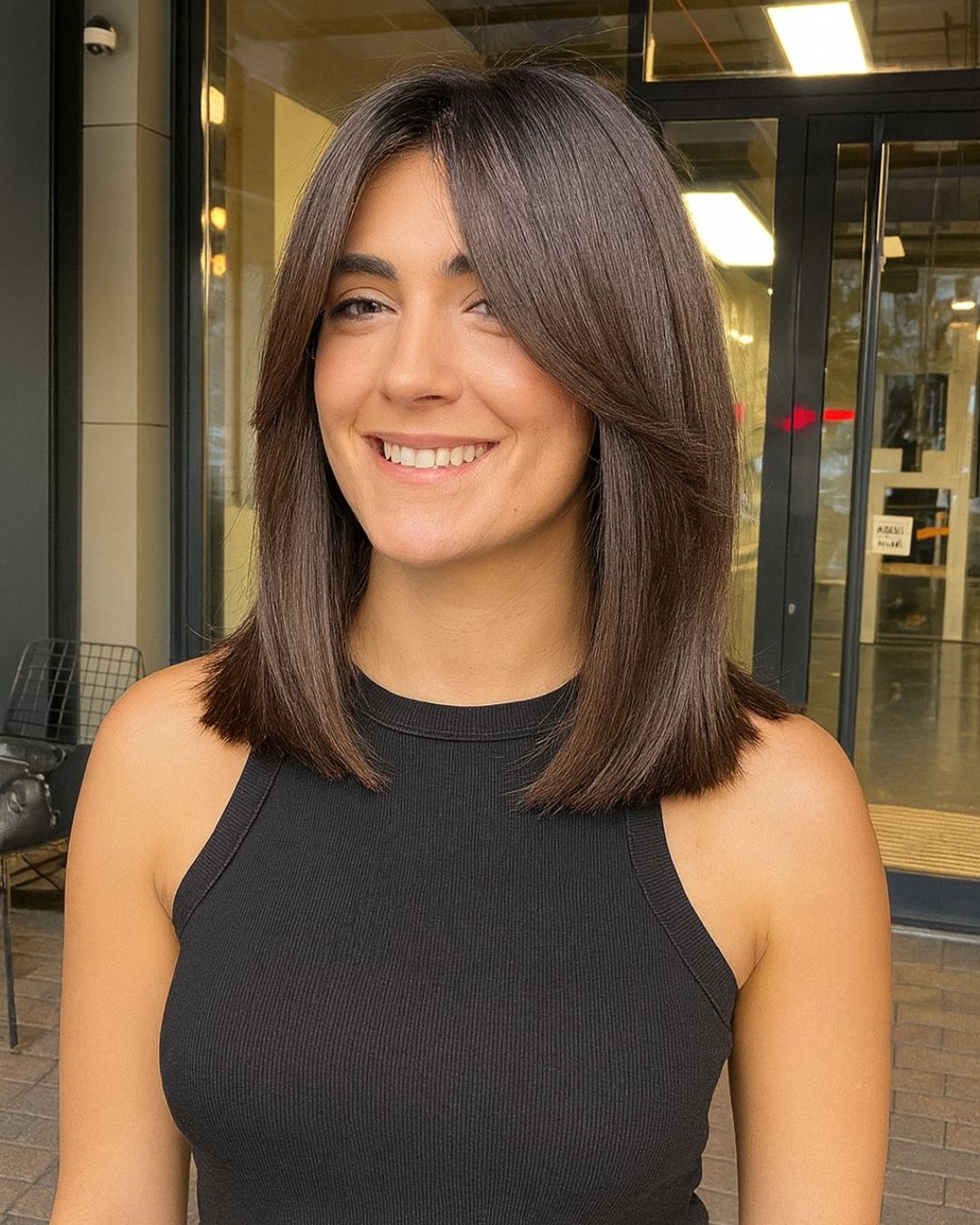 Collarbone Long Bob With Curtain Bangs — Haircut Trends