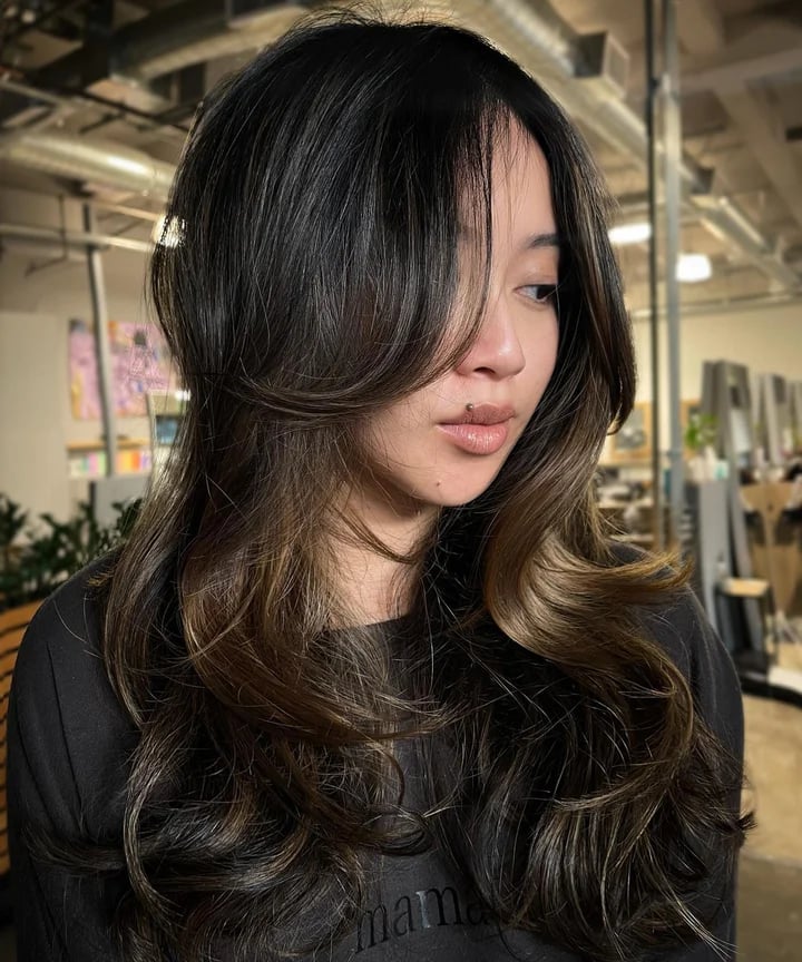 Mid-Back Long Layers With Curtain Bangs, Wavy Medium Thick — Haircut Trends