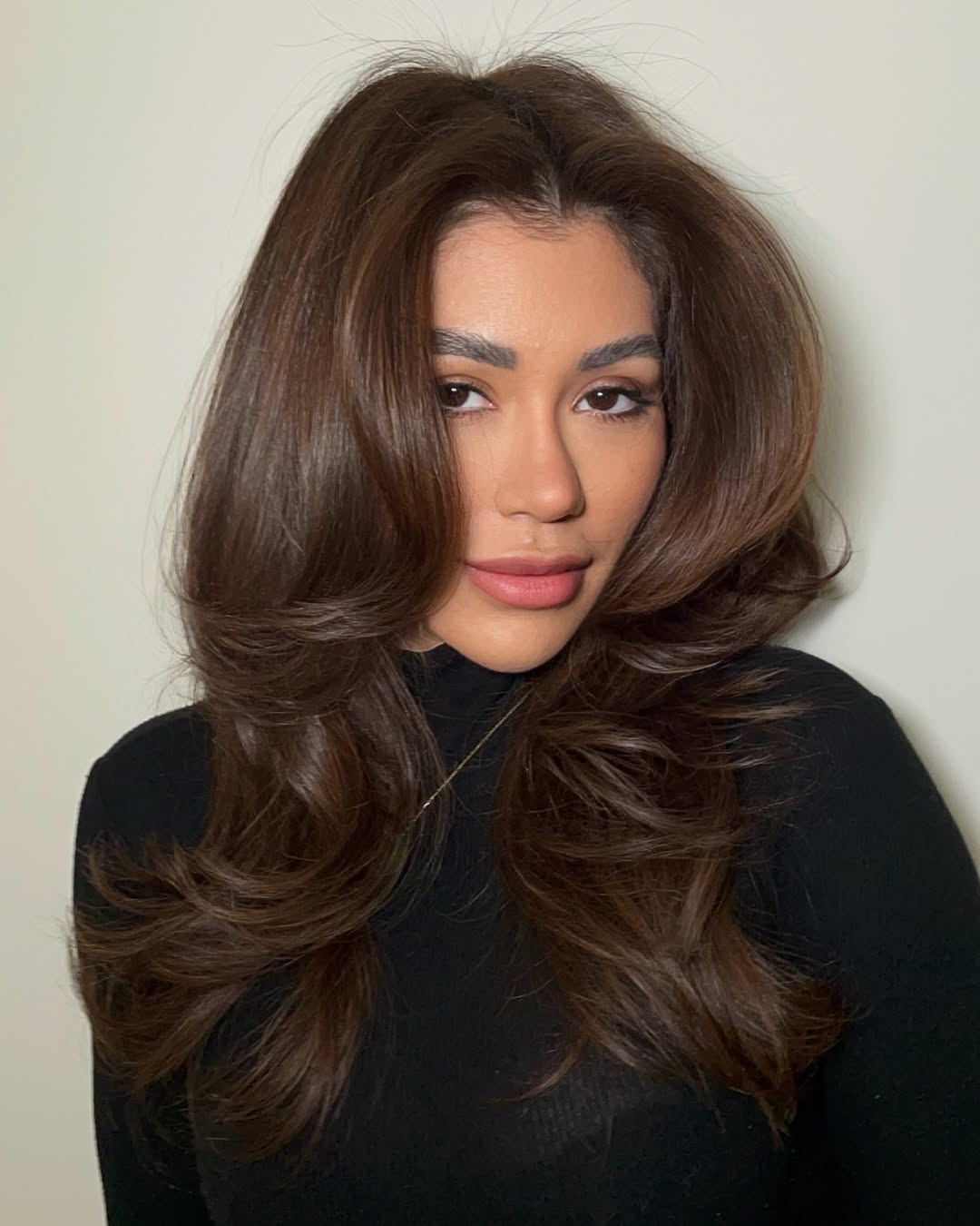 Shoulder Length Layered Dark Brown — Haircut Trends