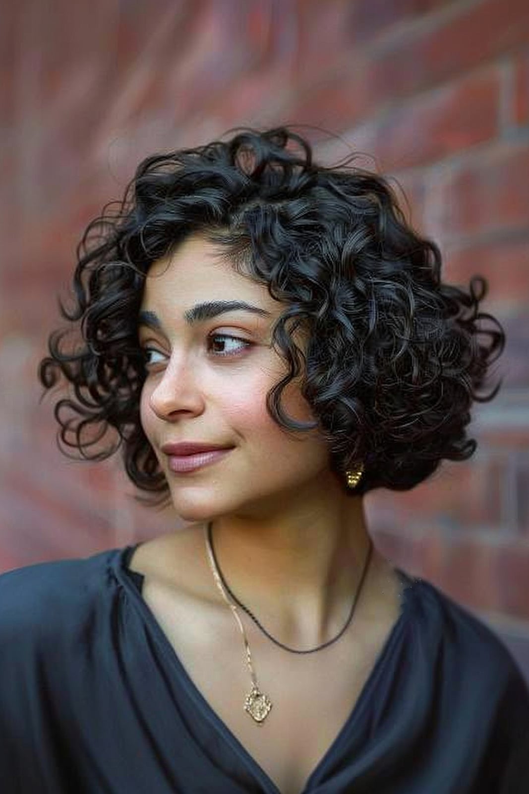 Chin-Length Dark Brown Curly Bob Chin-Length Dark Brown Curly Bob — Haircuts for Curly Hair