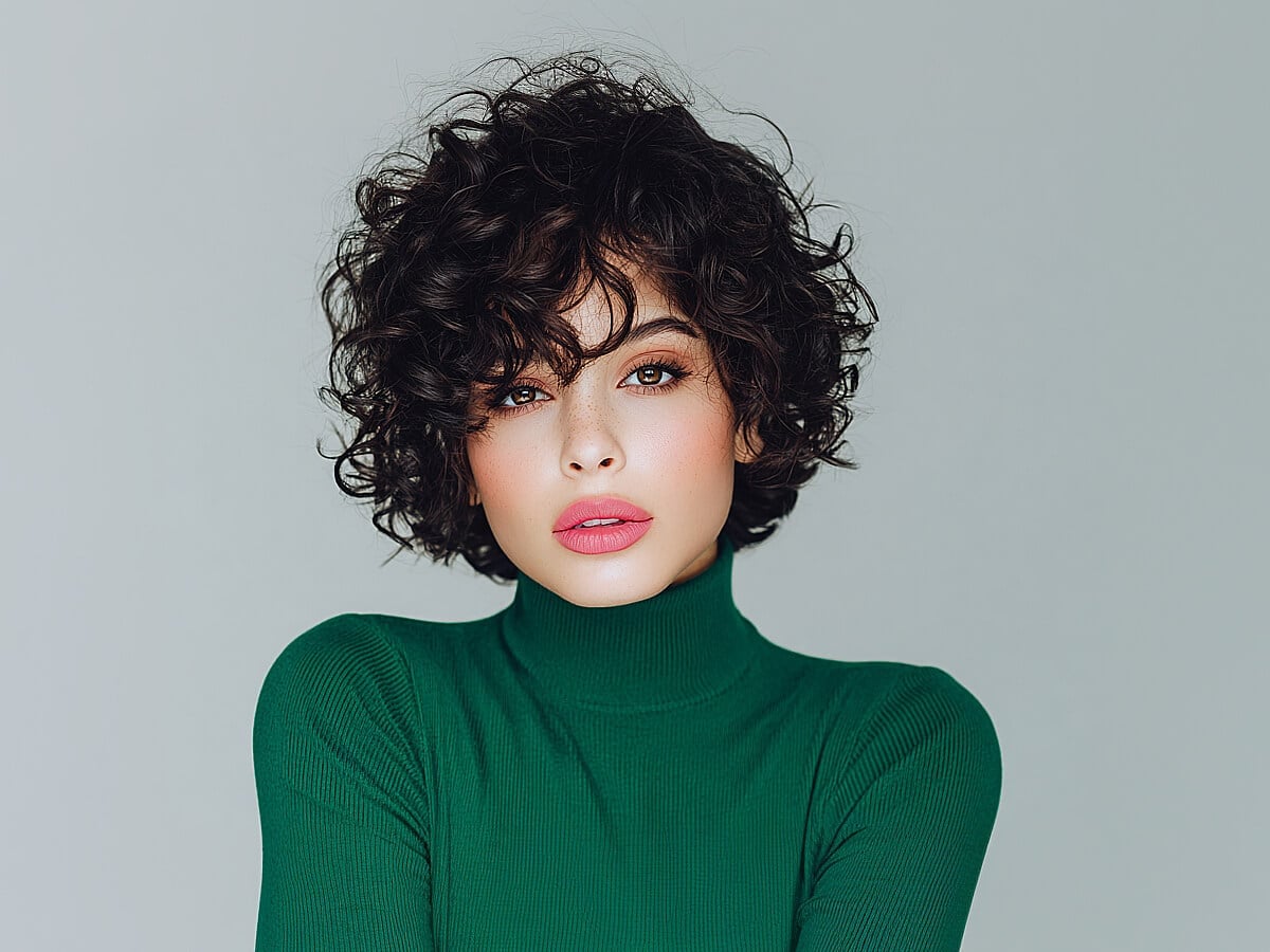 Short Bob With Fringe and Bouncy Curls Short Bob With Fringe and Bouncy Curls — Haircuts for Curly Hair