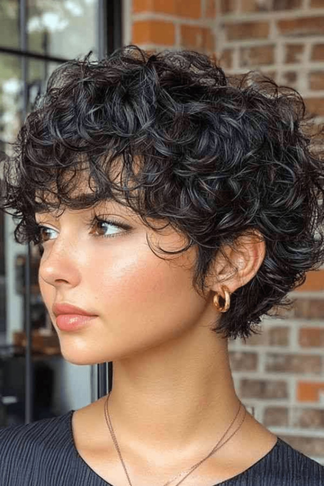Dark Brown Pixie Bob With Curtain Bangs Dark Brown Pixie Bob With Curtain Bangs — Haircuts for Curly Hair