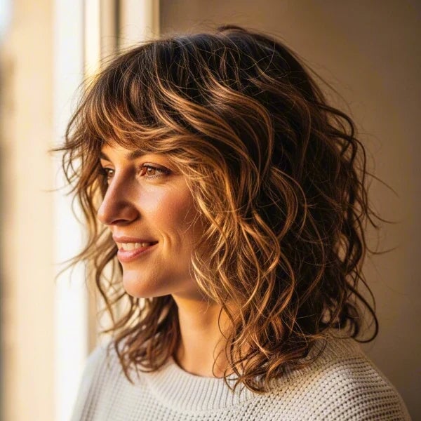 Dark Brown Bob With Airy Curls Dark Brown Bob With Airy Curls — Haircuts for Curly Hair