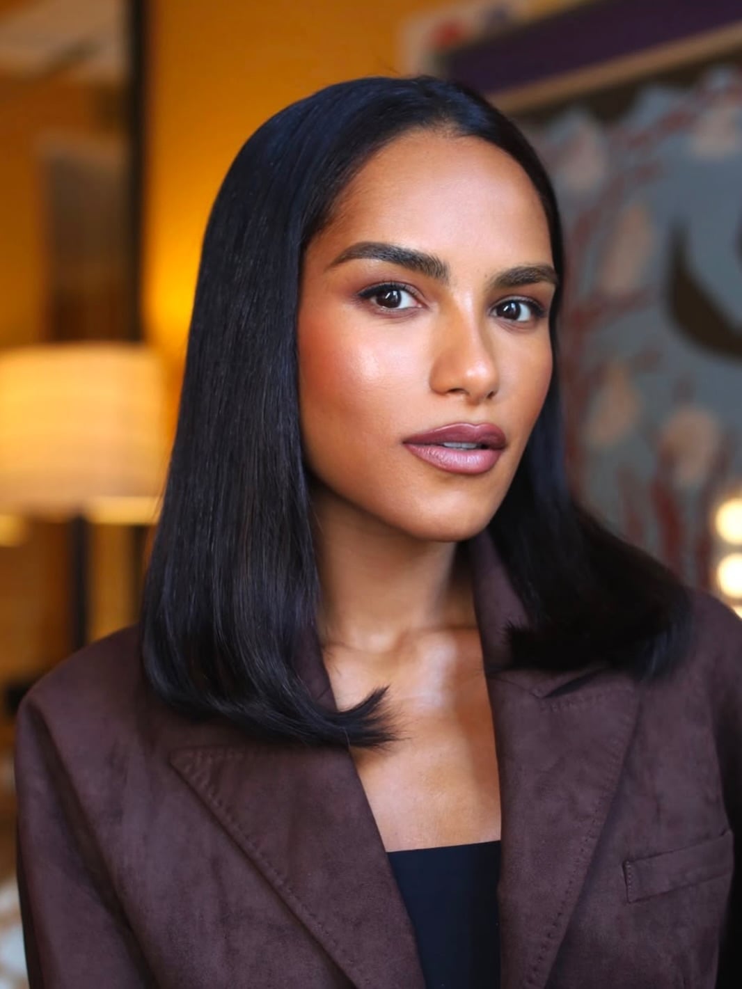 Sleek Dark Brown Collarbone Lob — Haircuts for Fine Hair