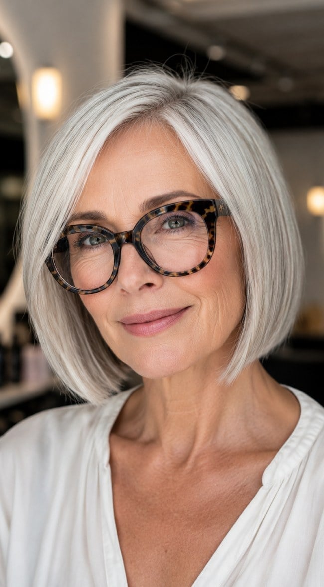 Sleek Platinum Silver Chin Bob — Haircuts for Fine Hair
