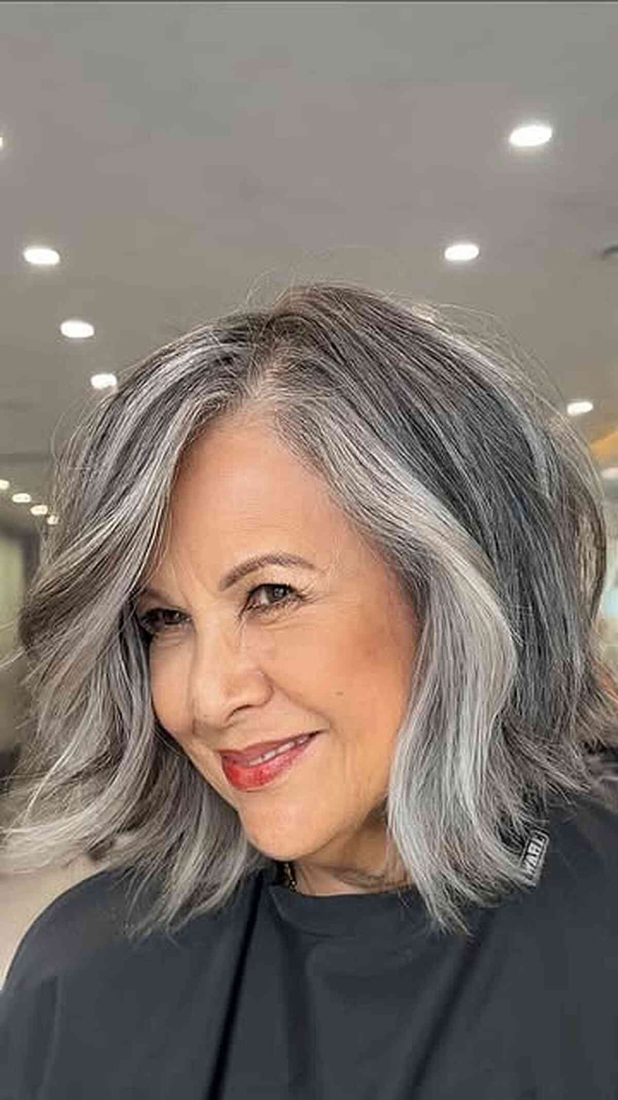 Angled Gray Bob With Silver Highlights — Haircuts for Older Women