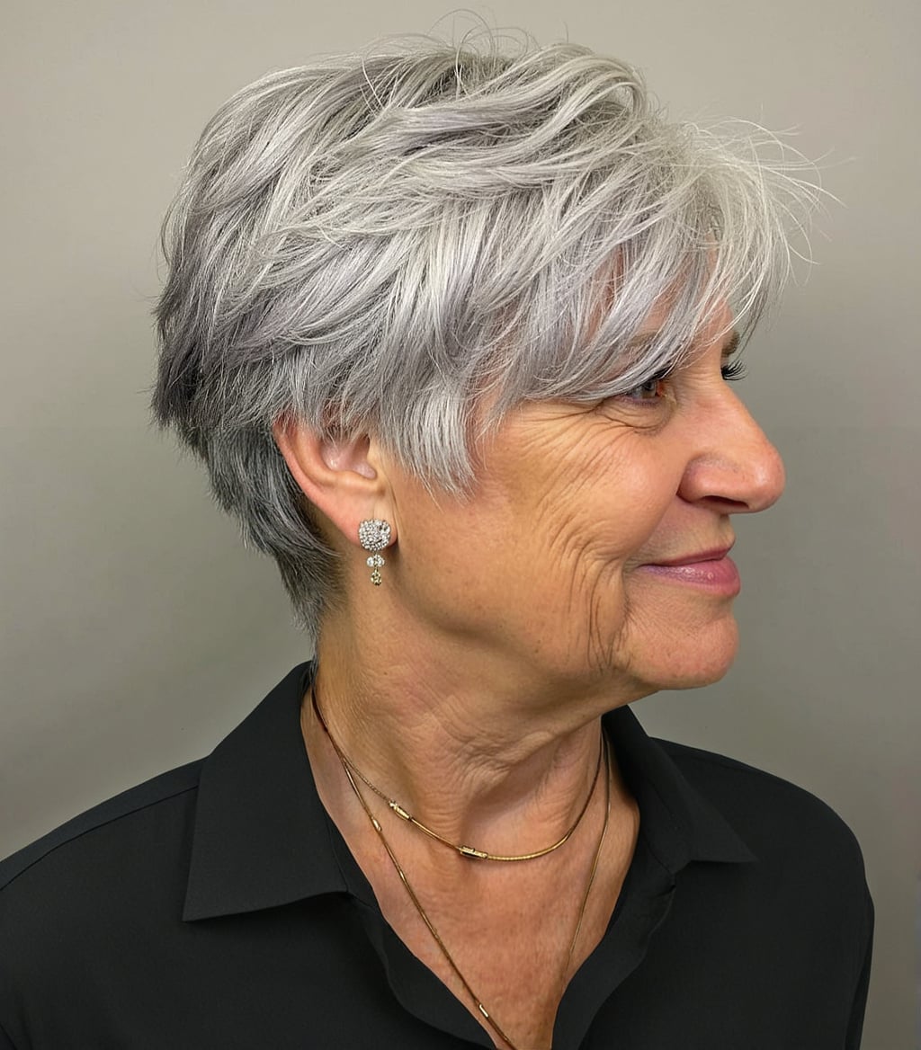 Short Layered Pixie With Wavy Texture — Haircuts for Older Women