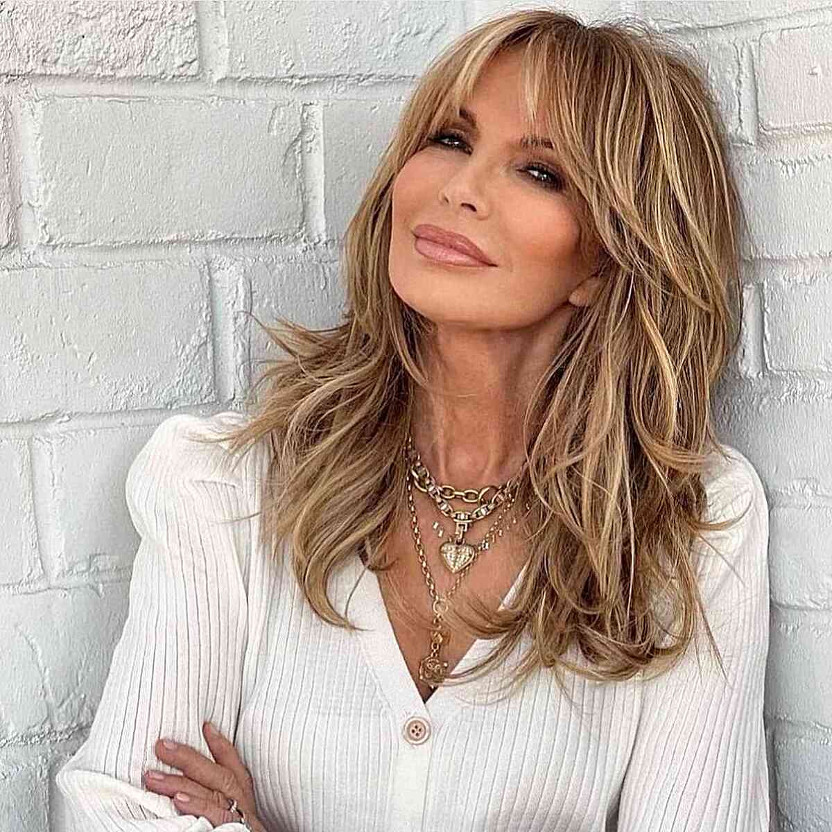 Blonde Balayage Long Shag With Face-Framing Layers — Haircuts for Older Women