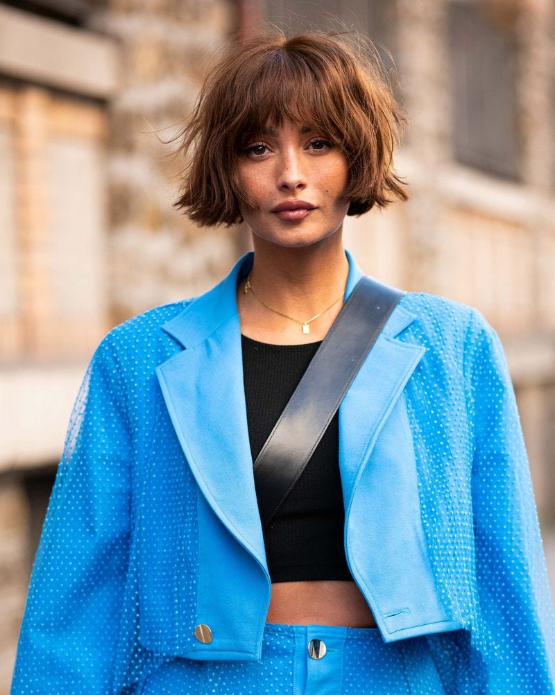 Chin Length Bob With Choppy Short Bangs Chin Length Bob With Choppy Short Bangs — Haircuts for Thick Hair