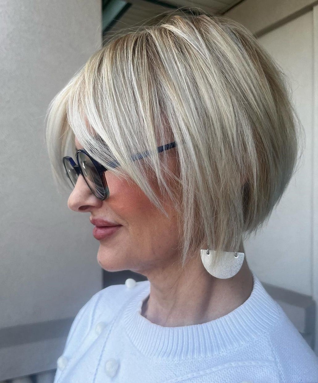 Stacked Bob With Side Swept Bangs — Haircuts for Thin Hair