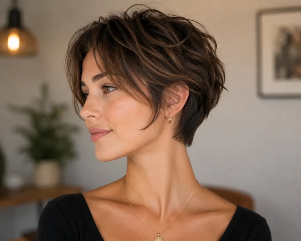 Textured Pixie With Side-Swept Bangs Textured Pixie With Side-Swept Bangs — Haircuts for Women