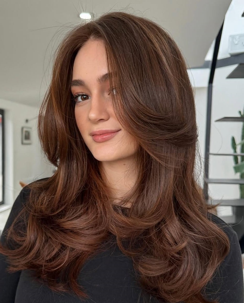 Mid-Back Layers With Voluminous Blowout Mid-Back Layers With Voluminous Blowout — Haircuts for Women
