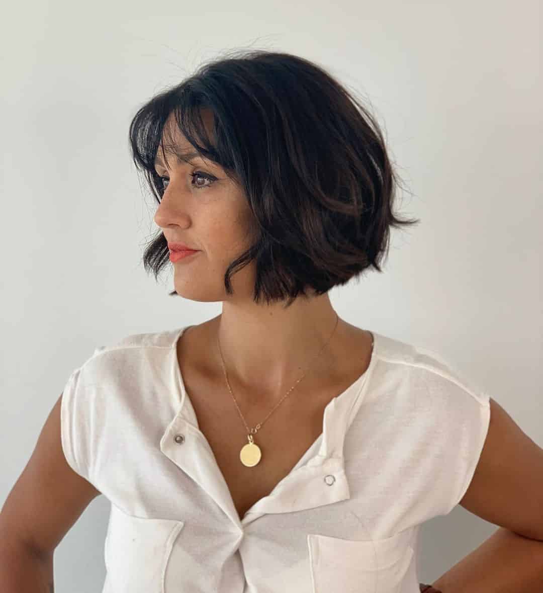 Chin Length Bob With Blunt Bangs Chin Length Bob With Blunt Bangs — Haircuts for Women Over 40