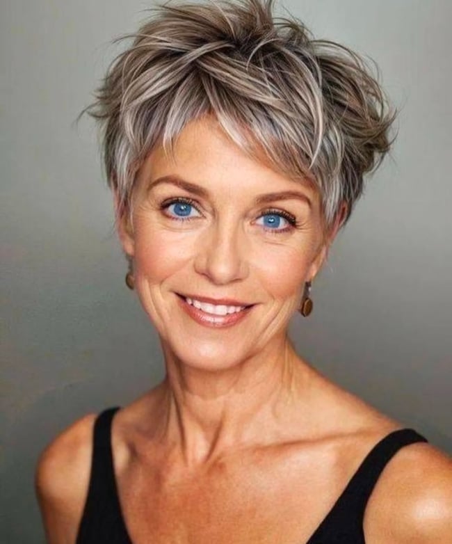 Ear Length Textured Bob Natural Gray Ear Length Textured Bob Natural Gray — Haircuts for Women Over 40