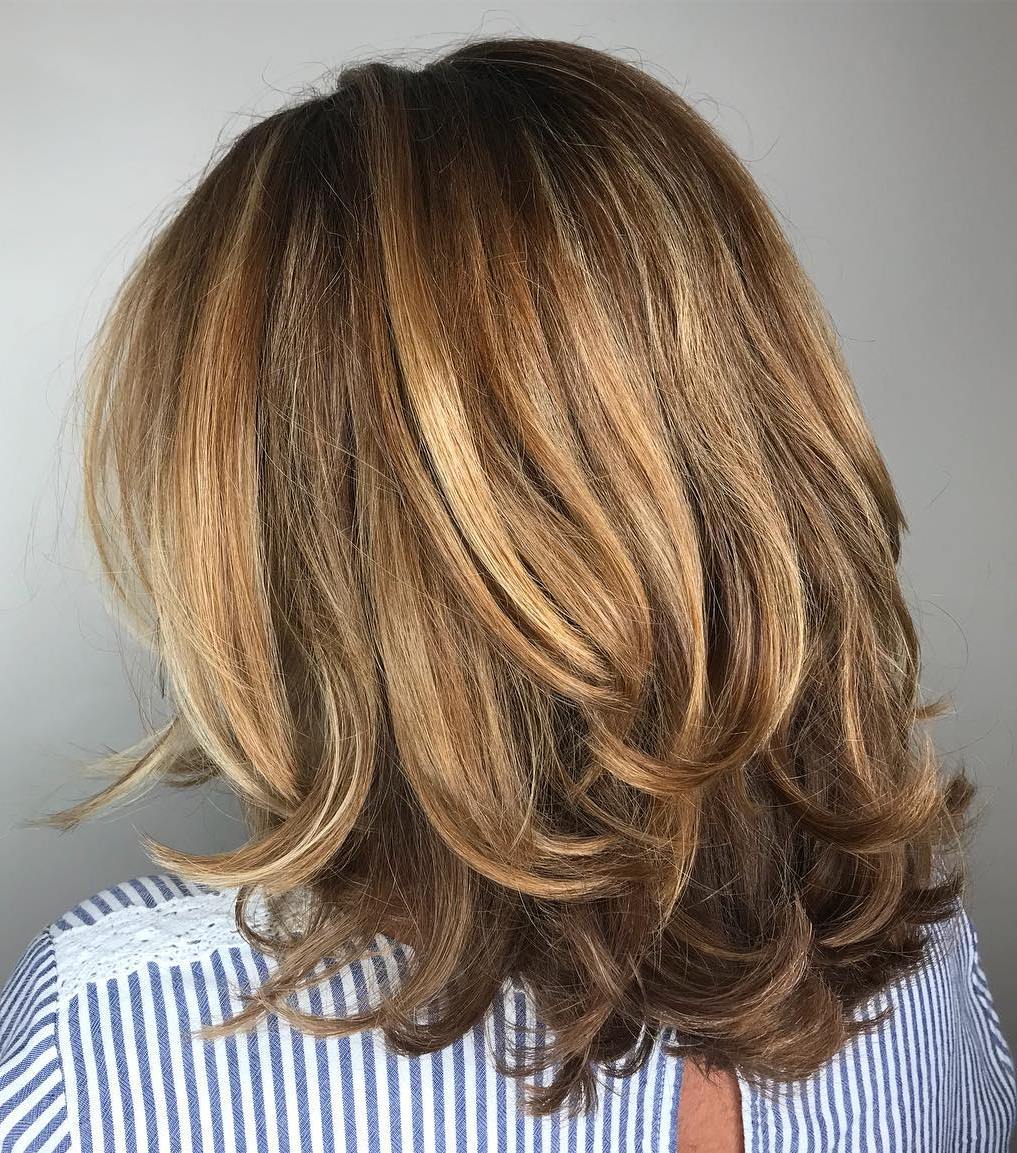 Layered Honey Blonde Lob With Waves Layered Honey Blonde Lob With Waves — Haircuts for Women Over 50